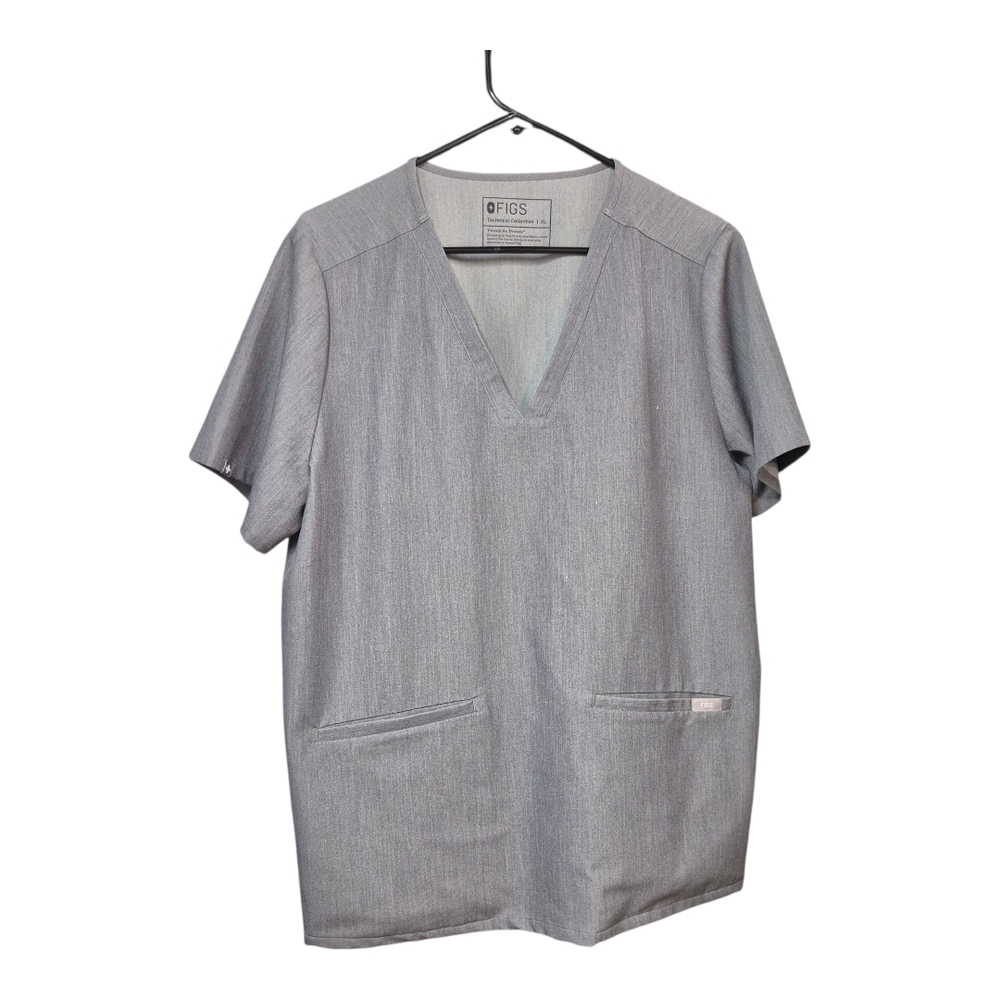 FIGS Casma Scrub Top Women's Size XL V Neck Grey